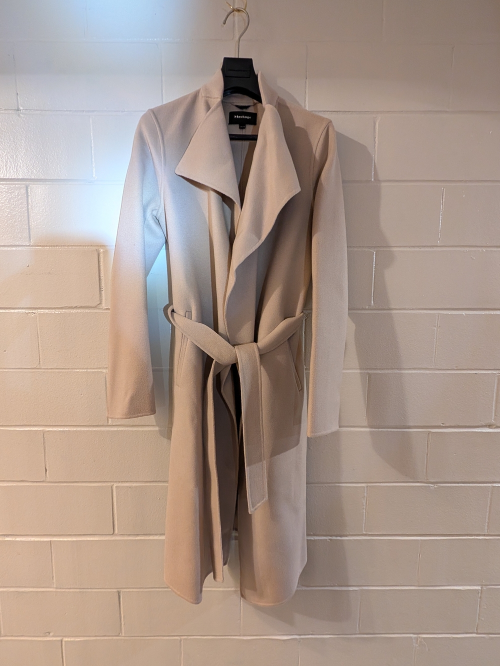 Mackage Leora Cream Wrap Belted Trench Coat